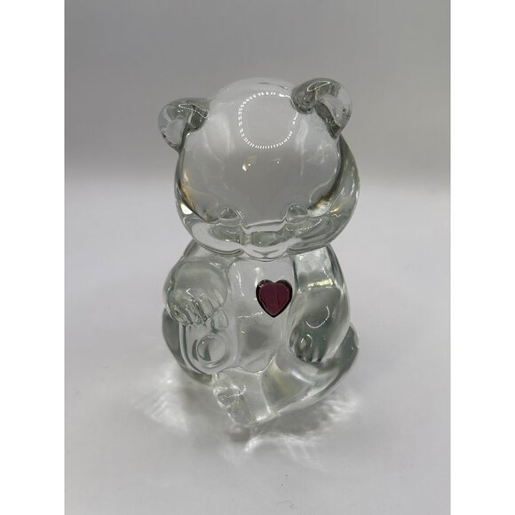 Fenton Handmade Collectible Glass Bear Figurine February Birthstone Purple Heart - Picture 1 of 4